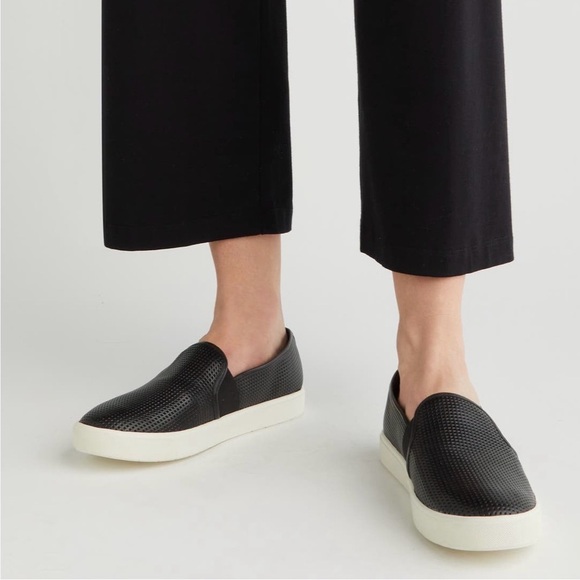 Vince Black Perforated Slip-On Sneakers - Picture 1 of 6